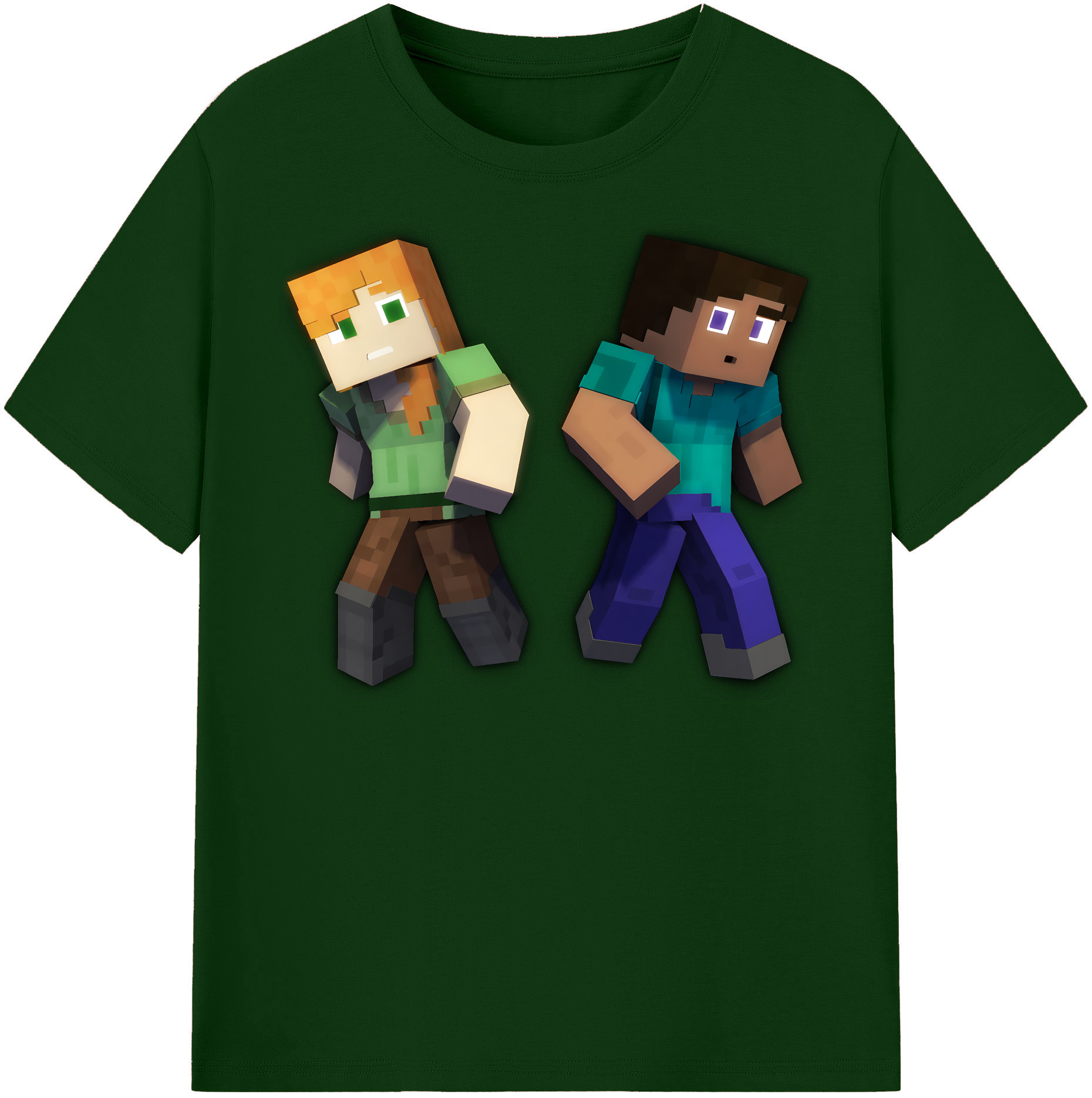 （画像用） マインクラフト ブロックの世界 Minecraft MC Block world 綿100％半袖Tシャツ（フロントプリント）